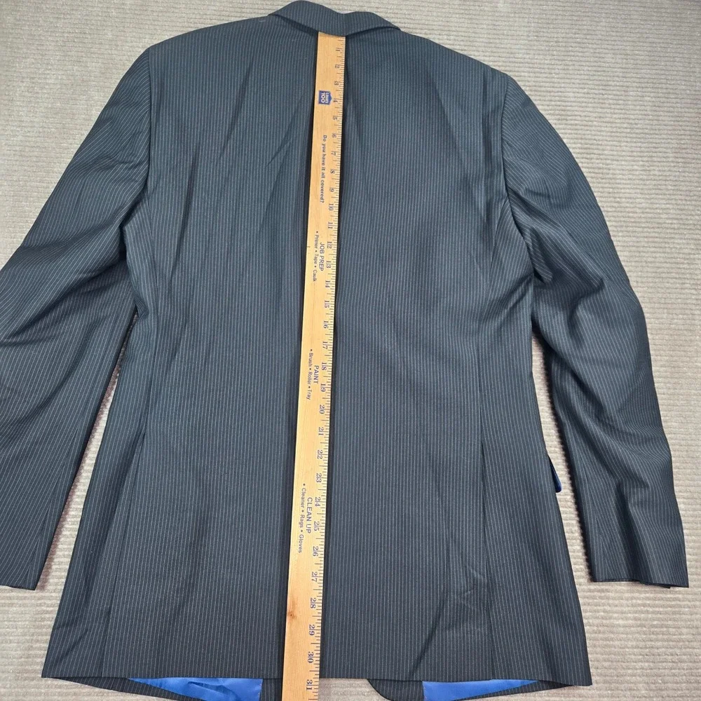 Billy London‎ Mens 40L Black Pinstripe 3-Button Double Vent Blazer Jacket